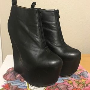 Jeffrey Campbell 99-two black wedge booties